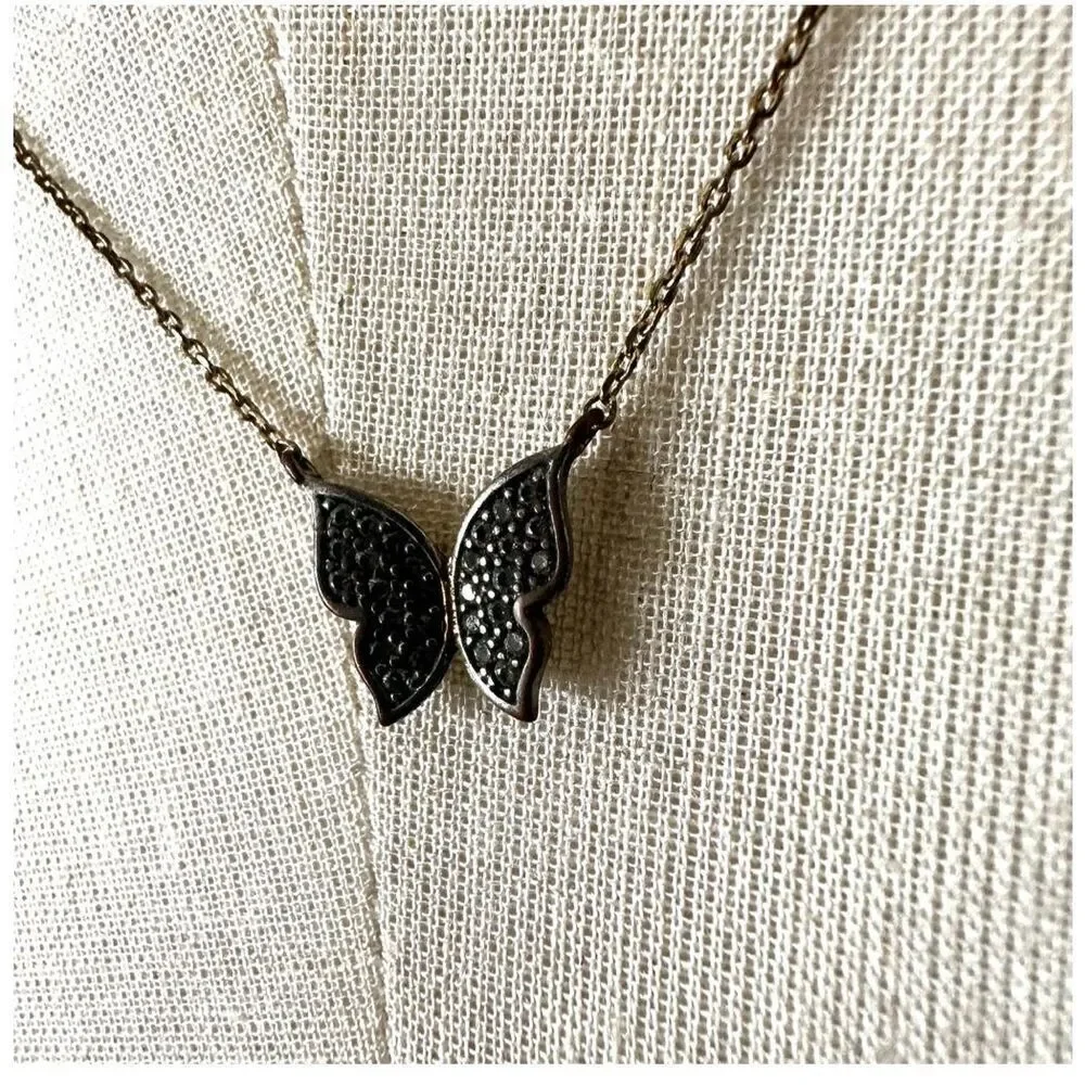 Rhinestone butterfly dainty pendant necklace